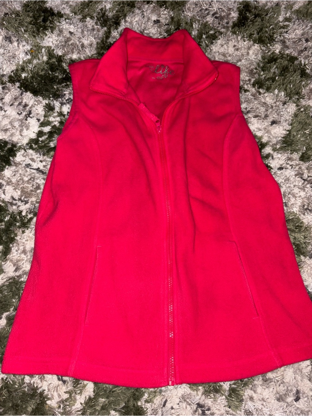 Women’s Bright Red Fleece Zip Vest